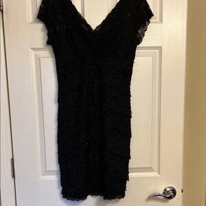 Black V-Neck Sheath Mini Dress